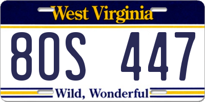 WV license plate 8OS447
