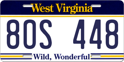 WV license plate 8OS448