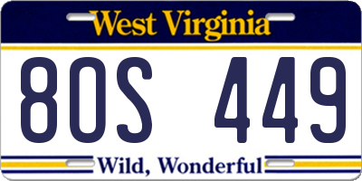WV license plate 8OS449