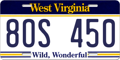 WV license plate 8OS450