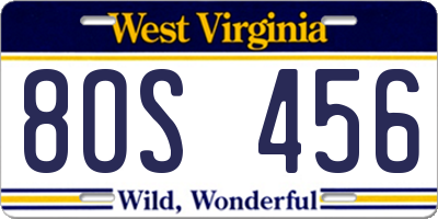 WV license plate 8OS456