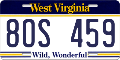 WV license plate 8OS459