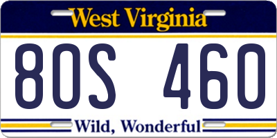 WV license plate 8OS460