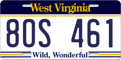 WV license plate 8OS461