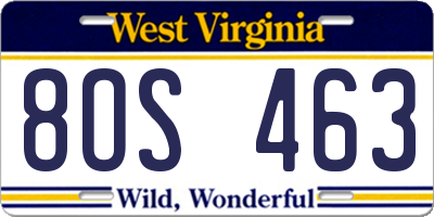 WV license plate 8OS463