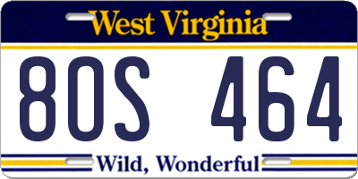 WV license plate 8OS464