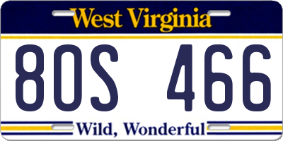 WV license plate 8OS466