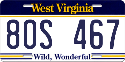 WV license plate 8OS467
