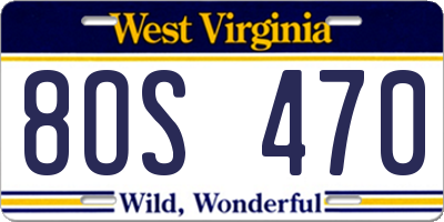 WV license plate 8OS470