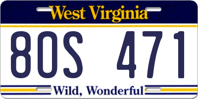 WV license plate 8OS471