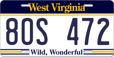 WV license plate 8OS472