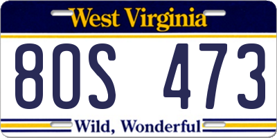 WV license plate 8OS473