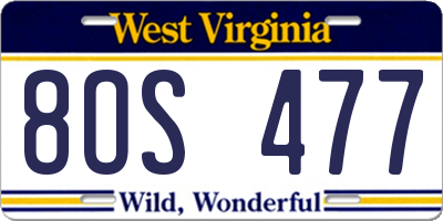 WV license plate 8OS477