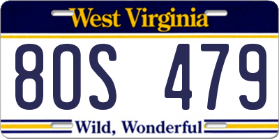 WV license plate 8OS479