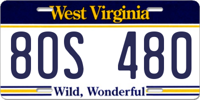 WV license plate 8OS480