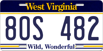 WV license plate 8OS482