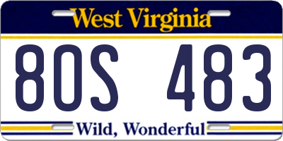 WV license plate 8OS483