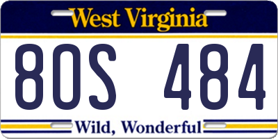 WV license plate 8OS484
