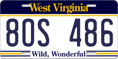 WV license plate 8OS486