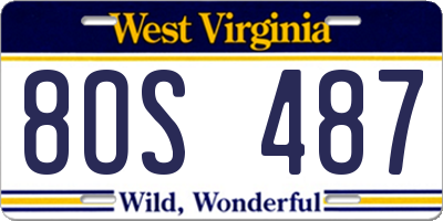 WV license plate 8OS487