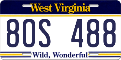 WV license plate 8OS488