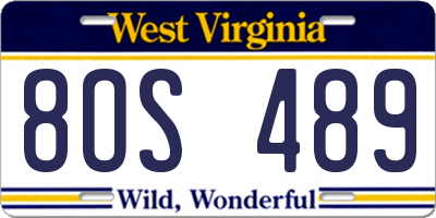 WV license plate 8OS489