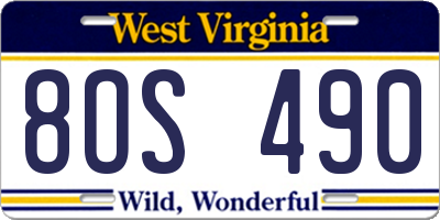 WV license plate 8OS490