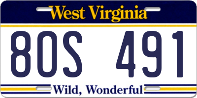 WV license plate 8OS491
