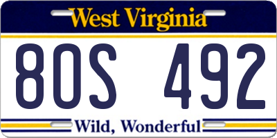 WV license plate 8OS492