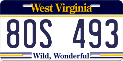WV license plate 8OS493