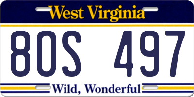 WV license plate 8OS497