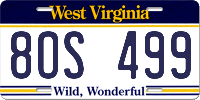 WV license plate 8OS499