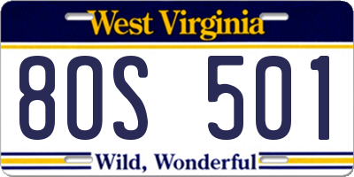 WV license plate 8OS501