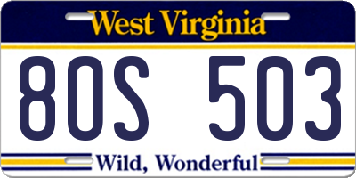 WV license plate 8OS503