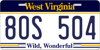 WV license plate 8OS504