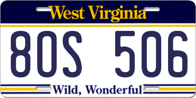 WV license plate 8OS506
