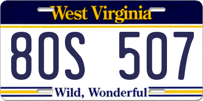 WV license plate 8OS507