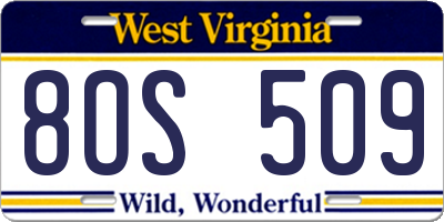 WV license plate 8OS509