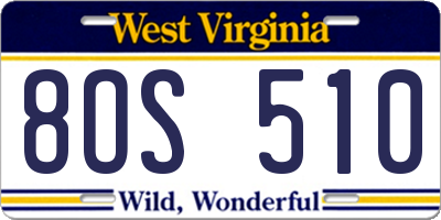 WV license plate 8OS510