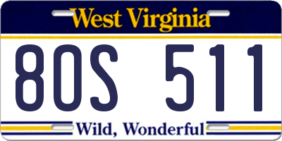 WV license plate 8OS511