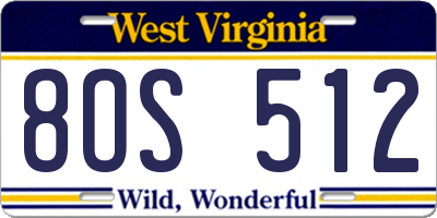 WV license plate 8OS512