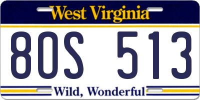 WV license plate 8OS513