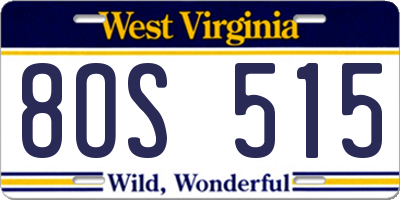 WV license plate 8OS515