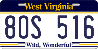 WV license plate 8OS516