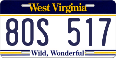 WV license plate 8OS517