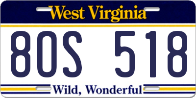 WV license plate 8OS518