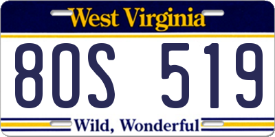 WV license plate 8OS519