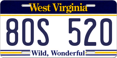 WV license plate 8OS520