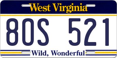 WV license plate 8OS521