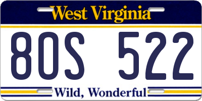 WV license plate 8OS522